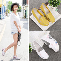 Hollow Leather Floral Women's Single Shoes Leather Nurse Platform Shoes