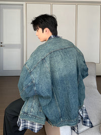 Spring And Autumn Fake Two-piece Denim Coat For Men