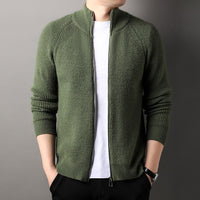 Mens Casual All-match Stand-up Collar Cardigan Sweater