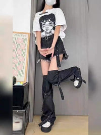 Black Working Wear Denim Shorts Suit Women