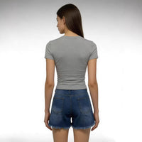 Ripped Monkey-Style Fringe Casual EuropeanAmerican-Style Denim Shorts