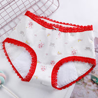 Women's Cotton Underwear Mid-waist Printed Menstrual Period Side Leakage Prevention Underwear