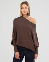 Solid Color Off-neck Pullover Knitted Loose Sweater
