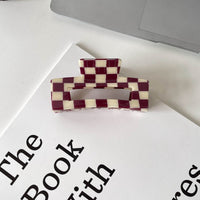 Color Acetate Checkerboard Grab Clip Net Red Temperament