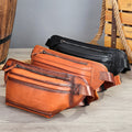 Full-grain Leather Casual Waist Bag, Genuine Leather Shouldercrossbody Bag