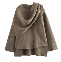 Women's Asymmetric Scarf Shorts Knitted Coat