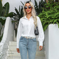 Solid Color Loose Long Sleeves Women's Shirt