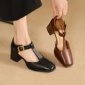 Women's Square Toe T-buckle Hollow Sandals