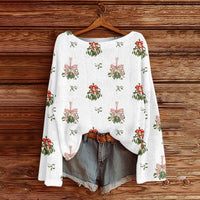 Off-the-Shoulder Pullover Sweater With 3D Print