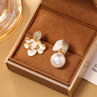 Enamel Dripping Oil Asymmetric Zircon Earrings Style A & B