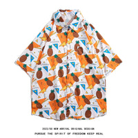 Men's Retro Hong Kong Style Short Sleeve Printed Shirt