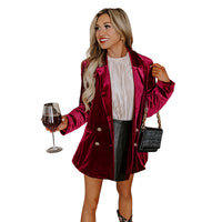 Casual Loose Double-breasted Velvet Suit Jacket
