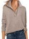 Solid Color Top V-neck Long Sleeve Loose Fashion