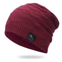 Windproof Hat Solid Color Plus Velvet Knitted Hat