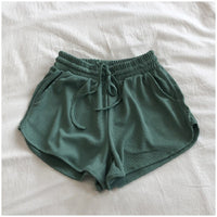 Ice Silk Thread Shorts Summer Korean Style Elastic Waistband Wide Leg Pants Elastic