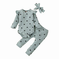 Baby Girl Love Printed Bow Hat Clothes