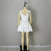 French-style Gentle White Satin Dress For Women