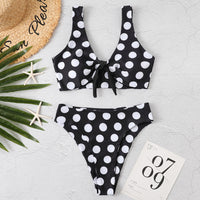 Print Knotted Wide Strap Split Bikini