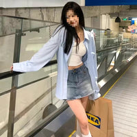 Rare Long-sleeve Green Shirt Jacket For Women