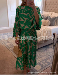 Elegant Sophisticated Womens Printed Short-sleeve Dress