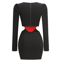 Womens Black And Red Heart-patterned Skirt