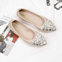 Soft Bottom Pointed Toe Flat Bottom Rhinestone Pumps Women