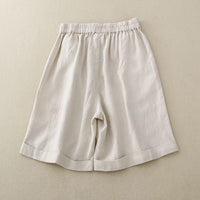 Summer High Waist Slimming Cotton Linen Wide Leg Shorts