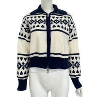 Women's Contrast Color Jacquard Weave Zip Knitwear
