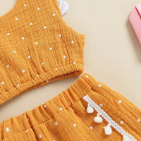 Baby Cotton Hemp Flying Wing Vest Dot Shorts Suit
