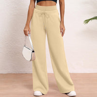 Wide-leg Ribbed High-waist Athletic Pants Loose-fitting And Slimming