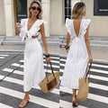 French-style Vintage Chic Hollow-out Ruffled Dress