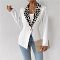 Womens Elegant Leopard-Print Long-Button Printed Blazer