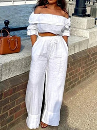 Fashionable Casual Slim-fit Wide-leg Pants Set