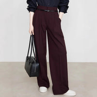 High-waisted Straight-leg Draping Suit Pants For Women