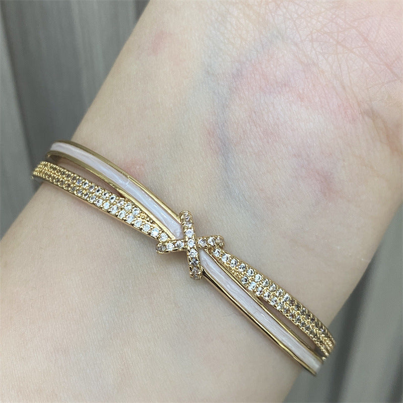 Women's Gold-plated Diamond Cross Bracelet