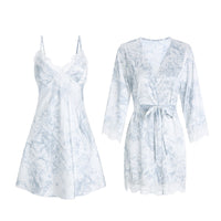 Ruoruo Satin Printed Lace Splicing Sling Nightdress With Chest Pad