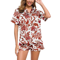 Cardigan Pajamas With Short Sleeves Cozy Casual Loungewear Set