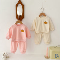 Cute Fish Embroidered Sweater Ankle Banded Pants Suit