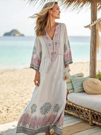 Fashionable And Elegant V-Neck Loose Womens Dress