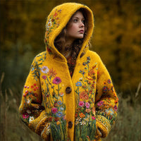 Ladies Hooded Mid-length Sweater Coat