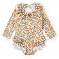 Girls' Sunscreen Long Sleeve Split Sling Swimsuit
