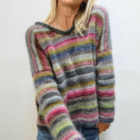 Womens Relaxed-fit V-neck Casual Sweater