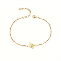Minimalist Stainless Steel Bracelet With Real Gold Lettering Inside The Cuff