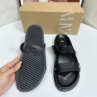Women's Round-Toe Single-Strap Buckle-Details Fashionable Flat Sandals