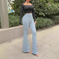Women's Solid Color Casual Mid-rise Flare Pants