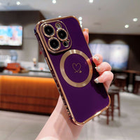 Phone Case Side Love Magnetic Suction Shell Hollow Double Love Protective Cover