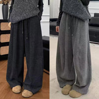Casual Fleece-lined High-waisted Wide-leg Sweatpants