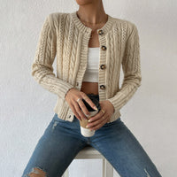 Sweater Women's Cardigan Round Neck Twist Long Sleeve Coat