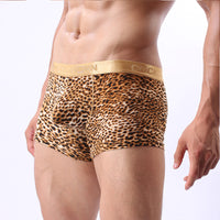 Men's Panties With Gold-rimmed Leopard Print U Convex Bag Quadrants