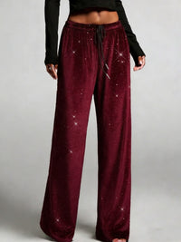 Fashionable Sequined Drawstring Slimming Stretch Pants From Europe And The US